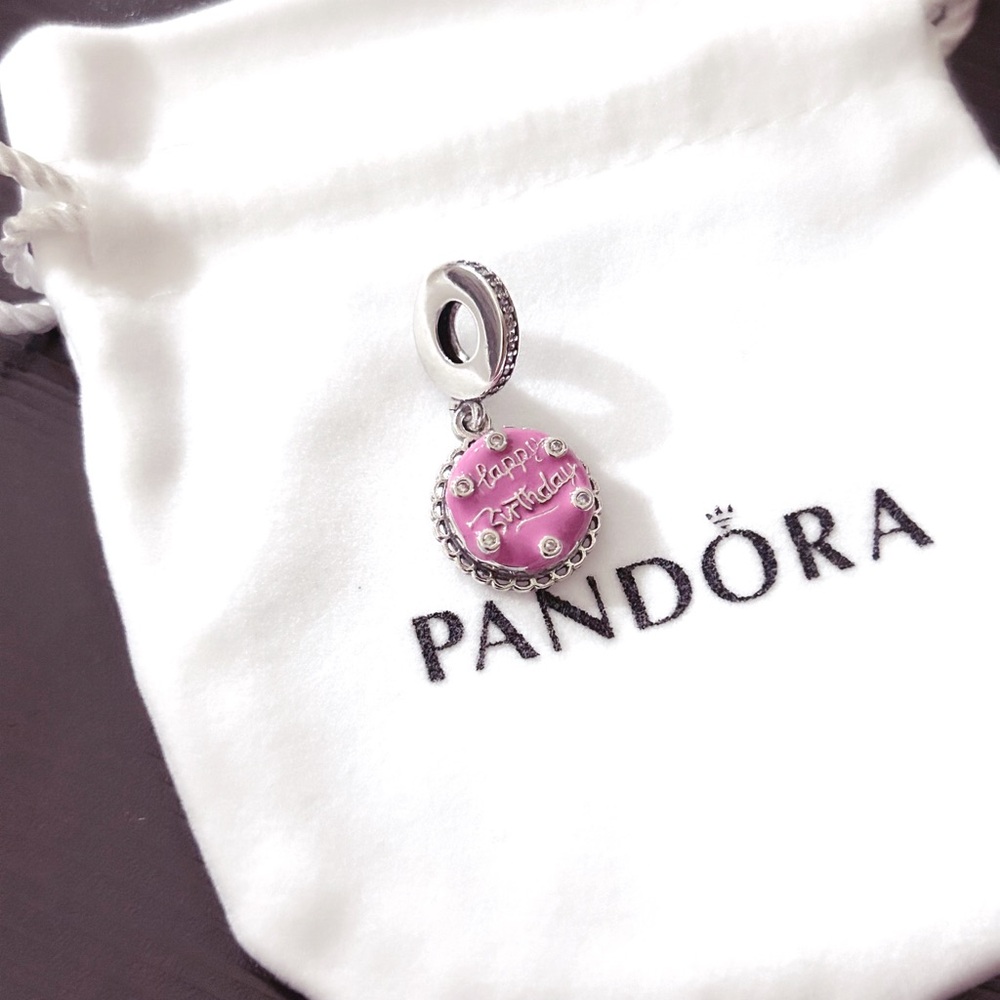 PANDORA Pink Birthday Cake Dangle Charm w/box - Picture 7 of 7